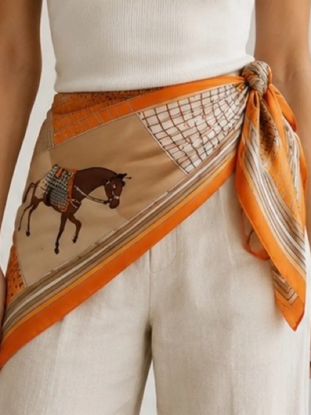 Luxury Equestrian Satin Head Scarf | Horse Print Silk-Like Bandana Hair Wrap